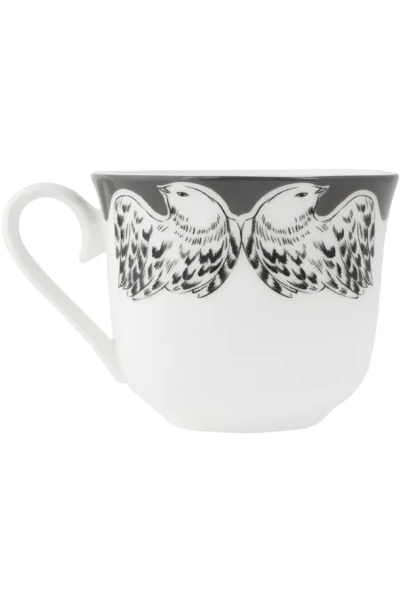 Кружка с блюдцем, коллекция «Перья на черном»