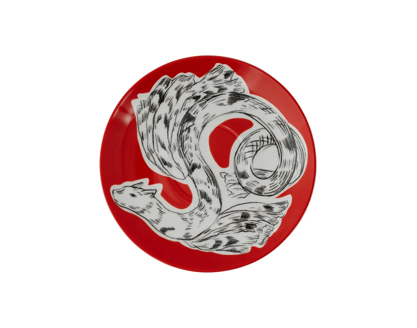 Супница порционная с подстановочным блюдцем, коллекция «Перья на красном»