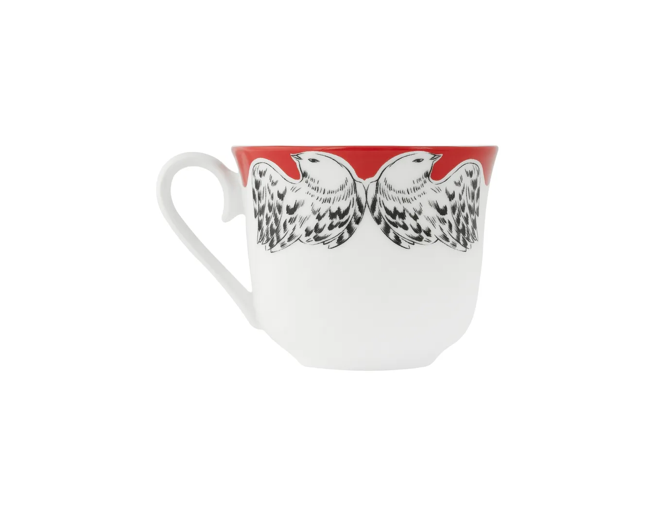 Кружка с блюдцем, коллекция «Перья на красном»