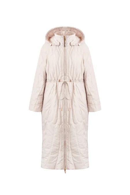 Пуховое пальто с орнаментальным рисунком
