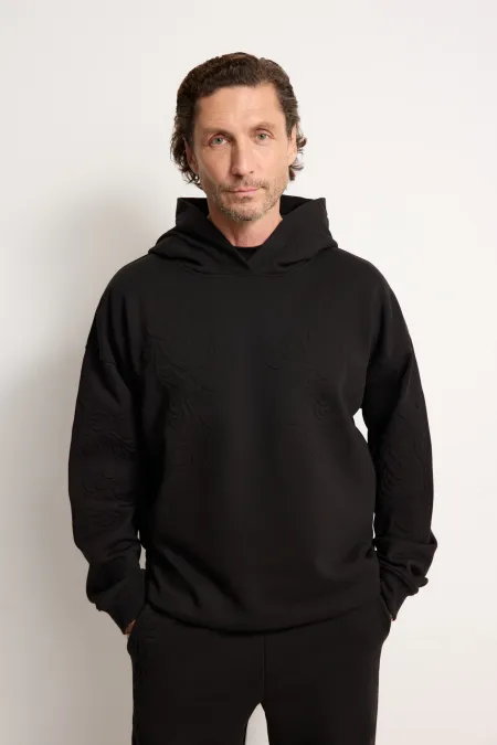 Мужское хлопковое худи с тиснением