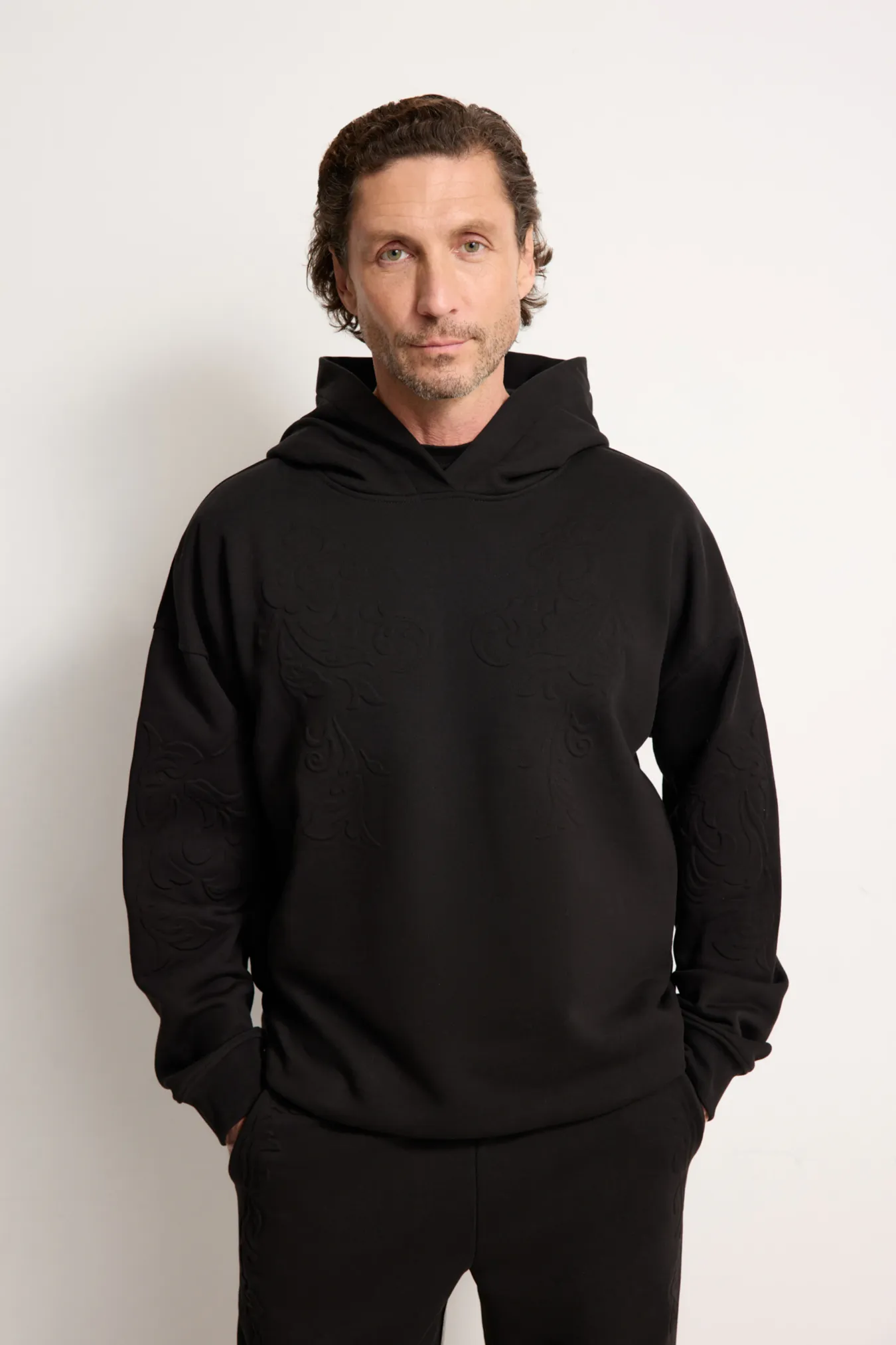 Мужское хлопковое худи с тиснением