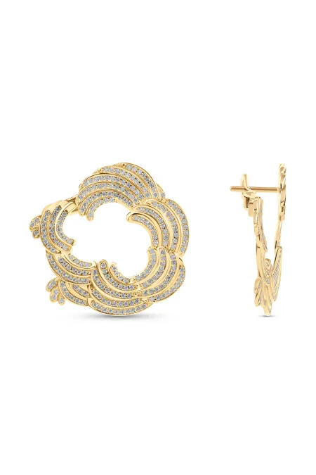 Серьги из желтого золота 585 пробы с бриллиантами