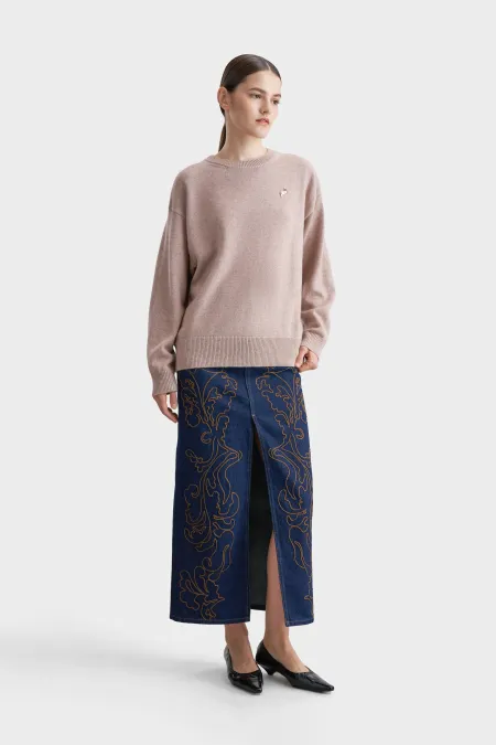 Джинсовая юбка с вышивкой