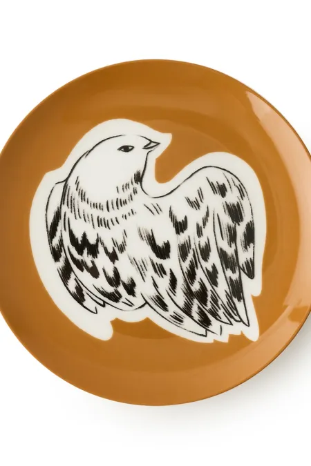 Тарелка десертная, коллекция «Перья на золоте»