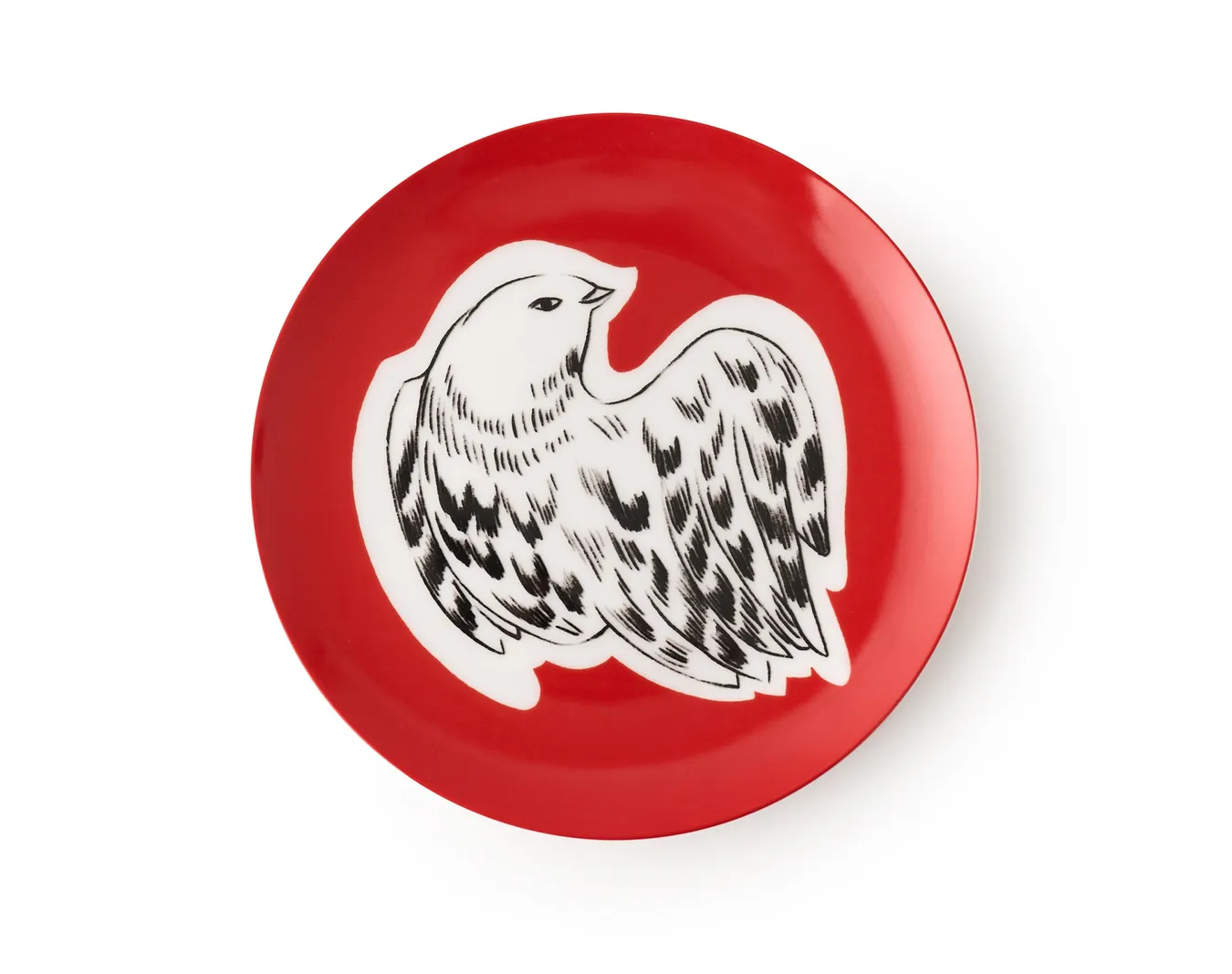 Тарелка десертная, коллекция «Перья на красном»