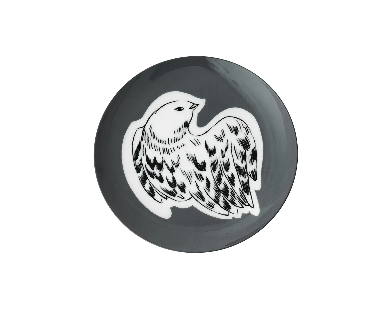 Тарелка десертная, коллекция «Перья на черном»
