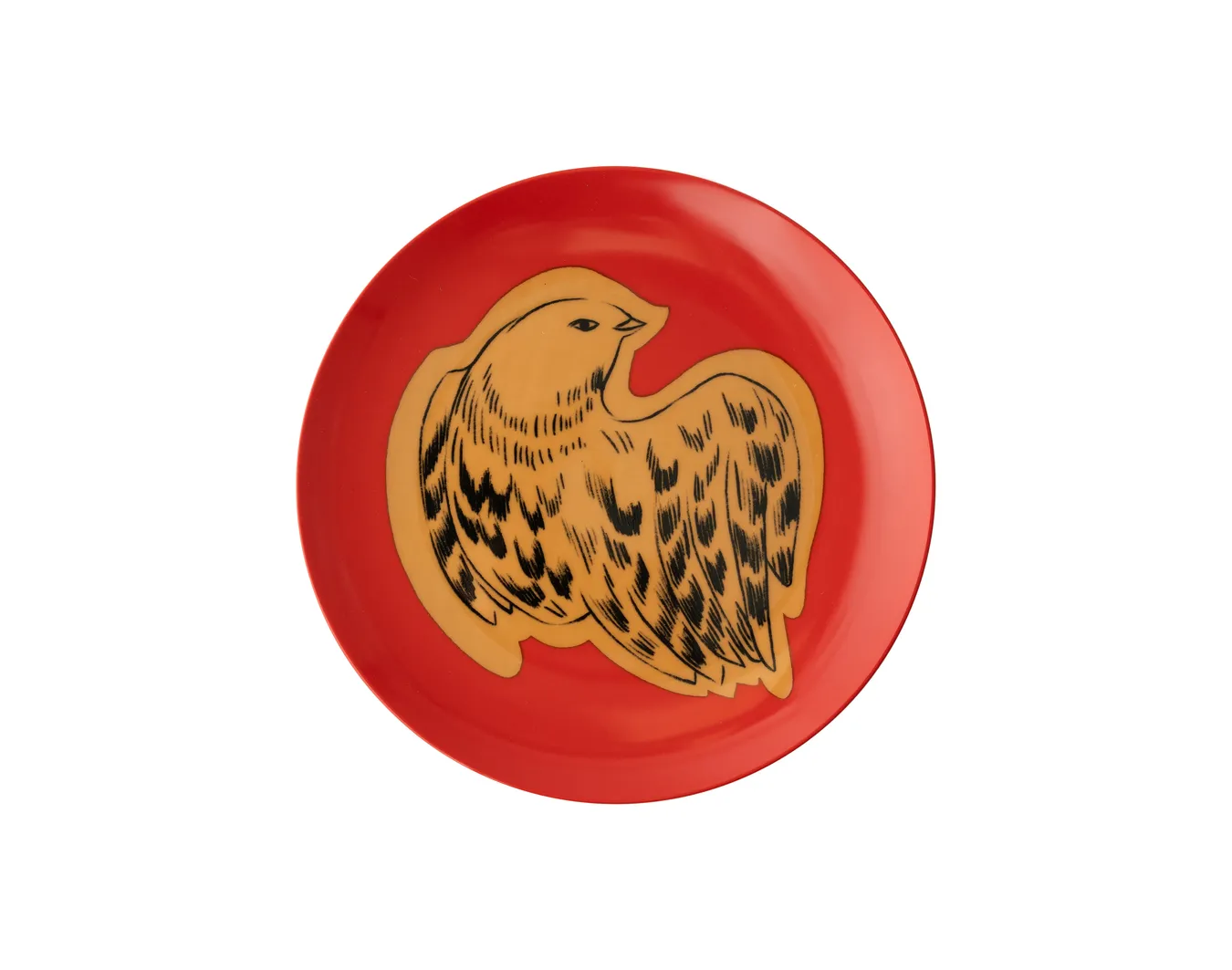 Тарелка десертная, коллекция «Золотые перья на красном»