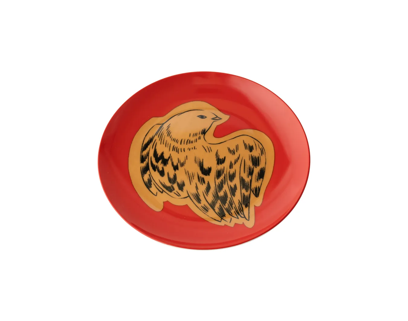 Тарелка десертная, коллекция «Золотые перья на красном»