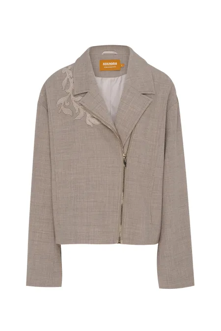 Однобортный жакет с вышивкой