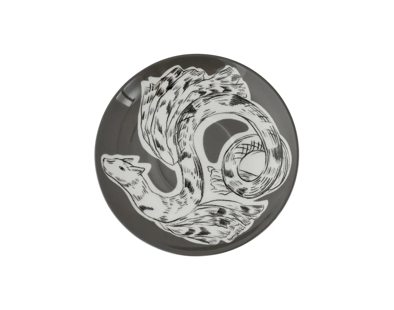 Супница порционная с подстановочным блюдцем, коллекция «Перья на черном»