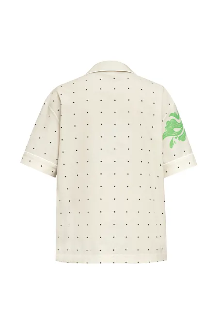 Блуза прямого силуэта с короткими рукавами