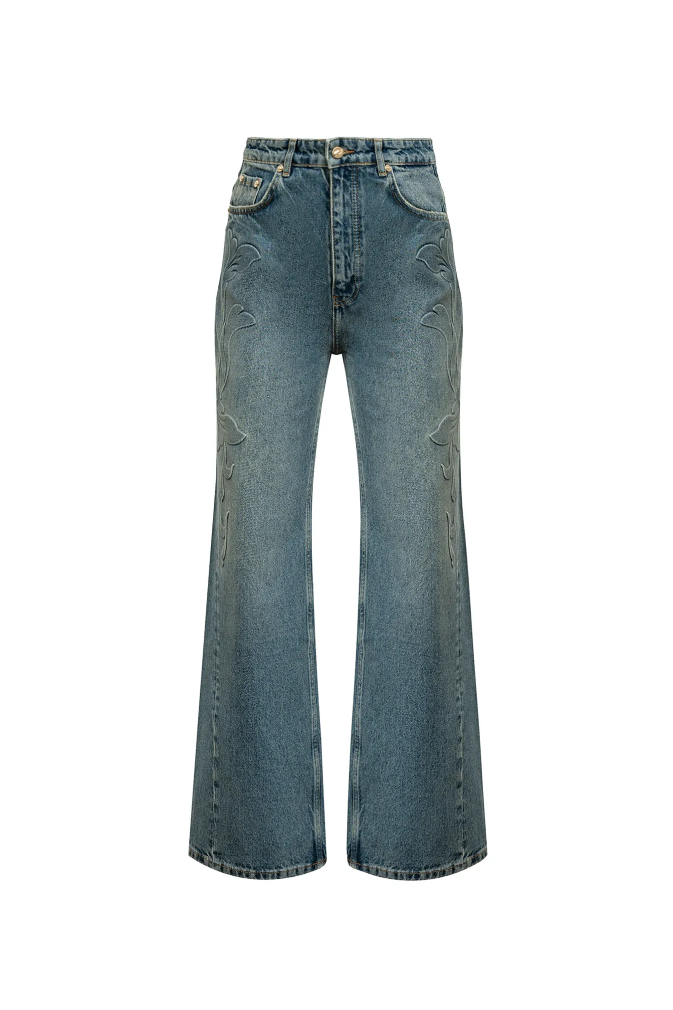 Джинсы с рельефным рисунком