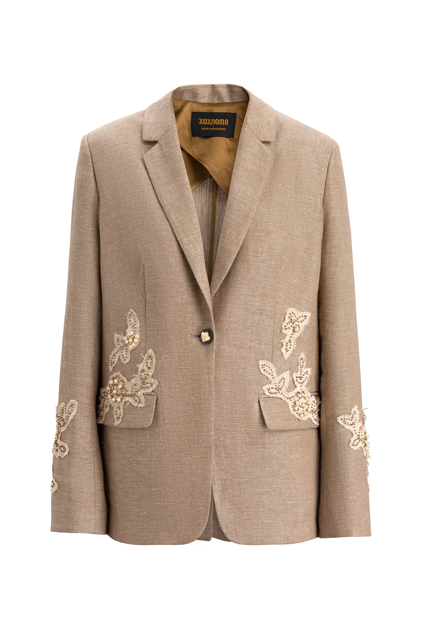 Льняной жакет с декором