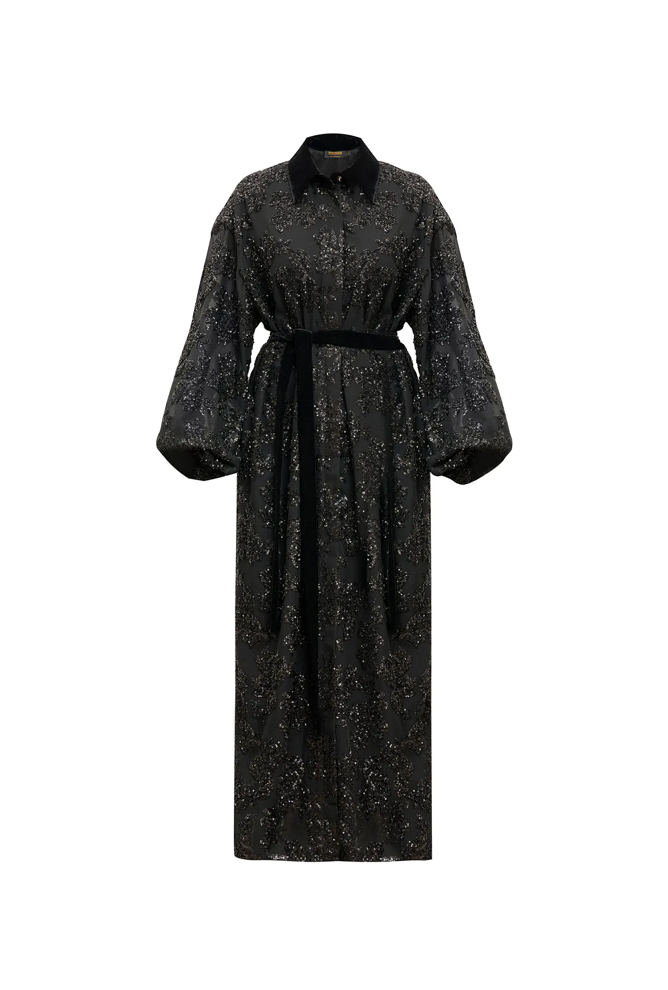 Свободное платье-рубашка с рукавами-баллонами