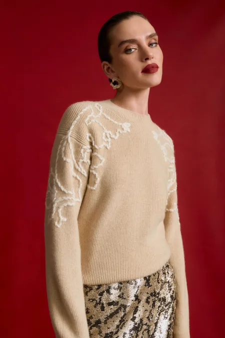 Джемпер из 100% кашемира с вышивкой