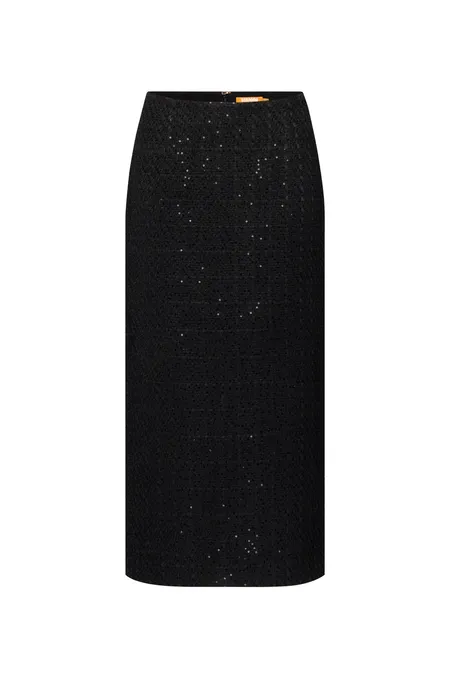 Макси-юбка из твида с пайетками