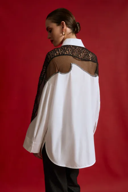 Блуза из 100% хлопка с кружевом