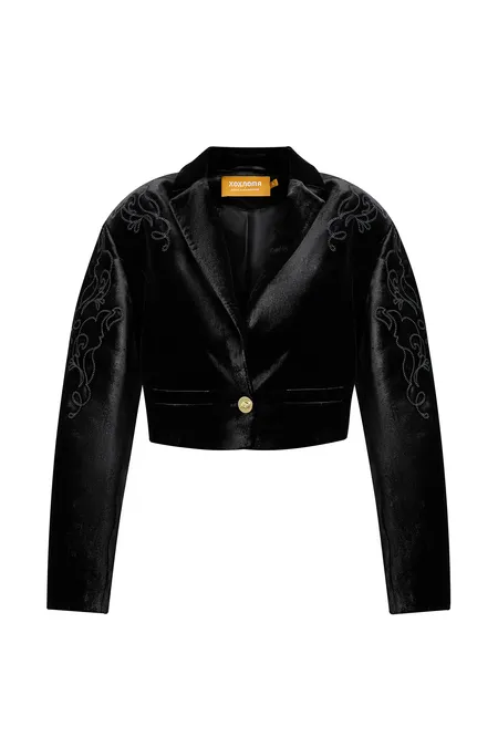 Бархатный жакет с вышивкой