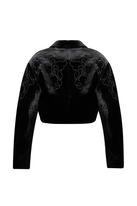 Бархатный жакет с вышивкой