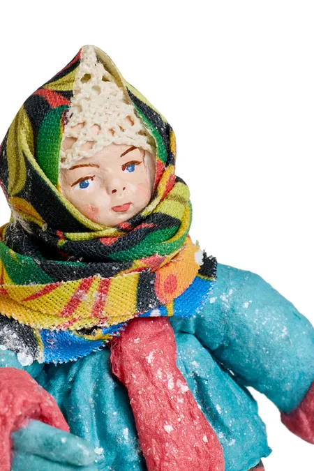 Елочная ватная игрушка «Девочка», ручная работа