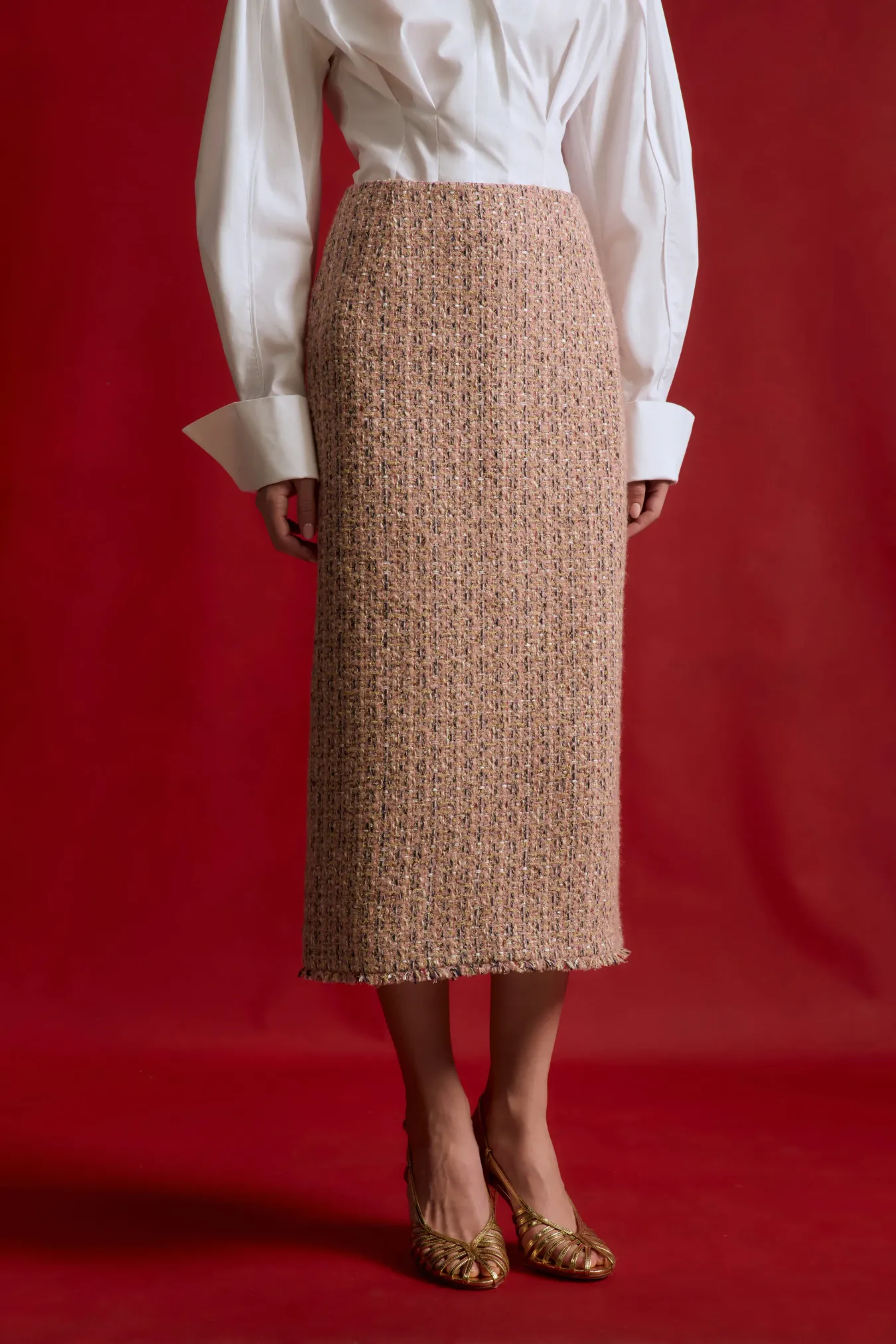 Твидовая юбка миди