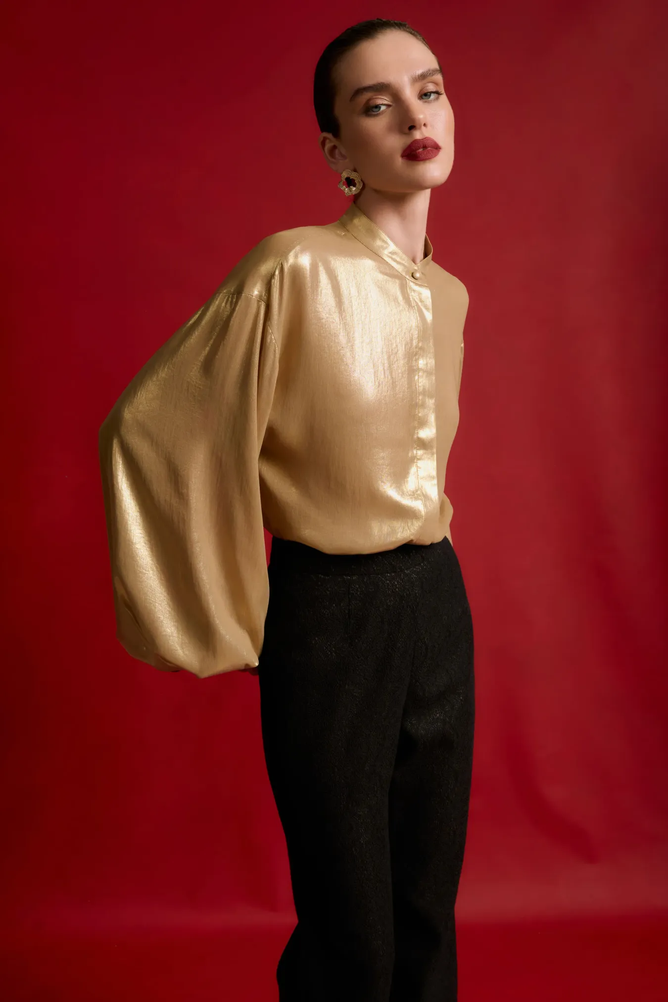 Блуза с металлизированным эффектом