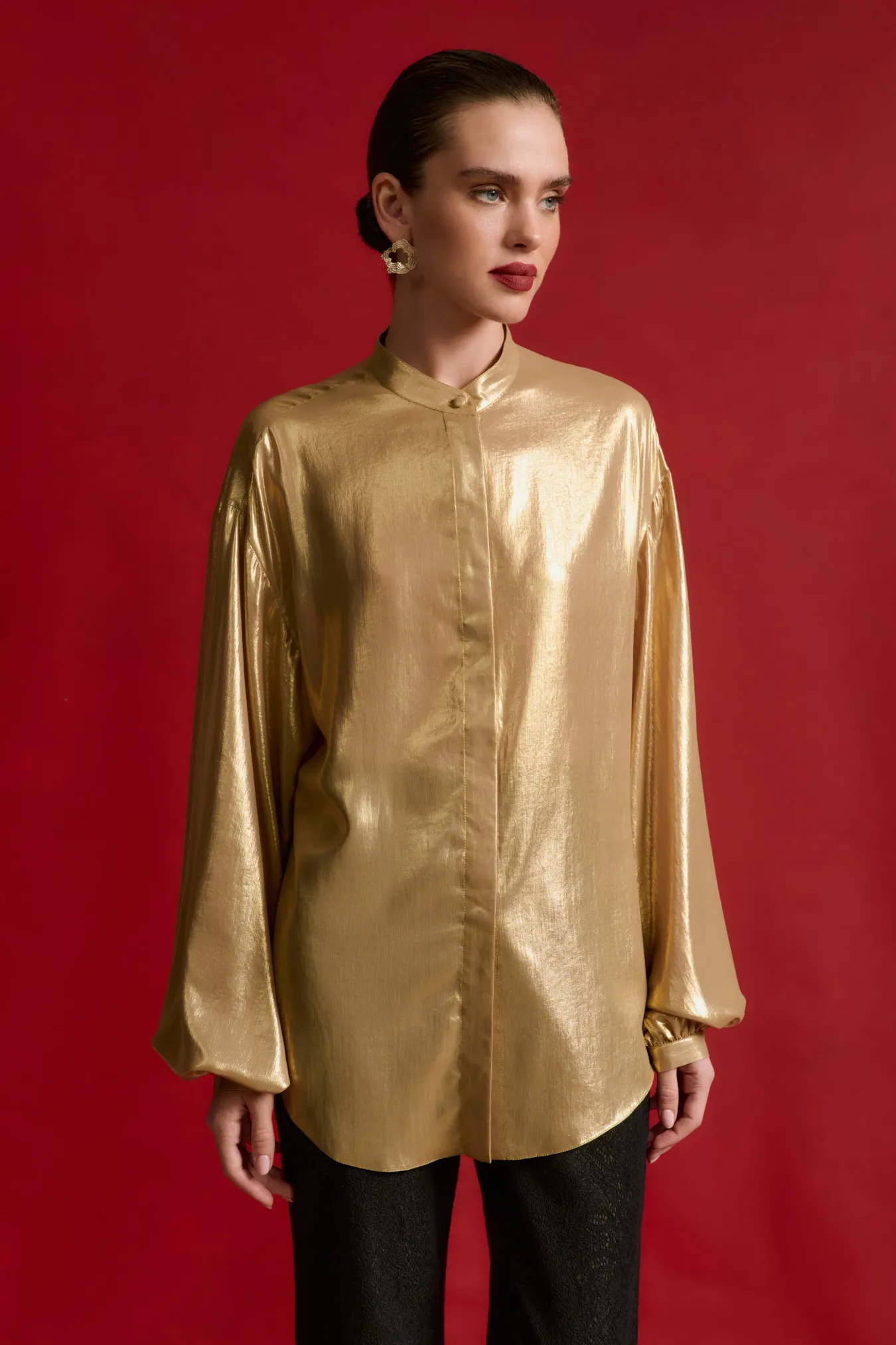 Блуза с металлизированным эффектом