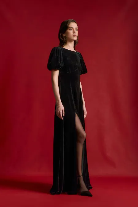 Платье макси из бархата