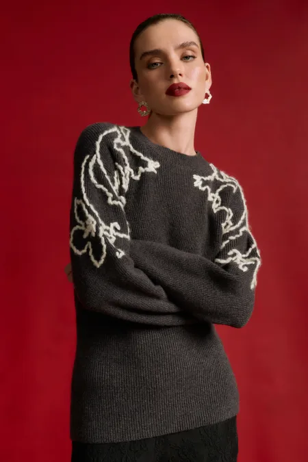 Джемпер из 100% кашемира с вышивкой