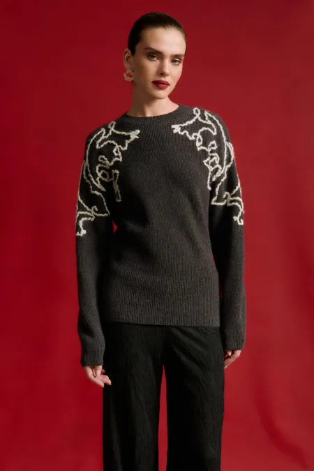 Джемпер из 100% кашемира с вышивкой