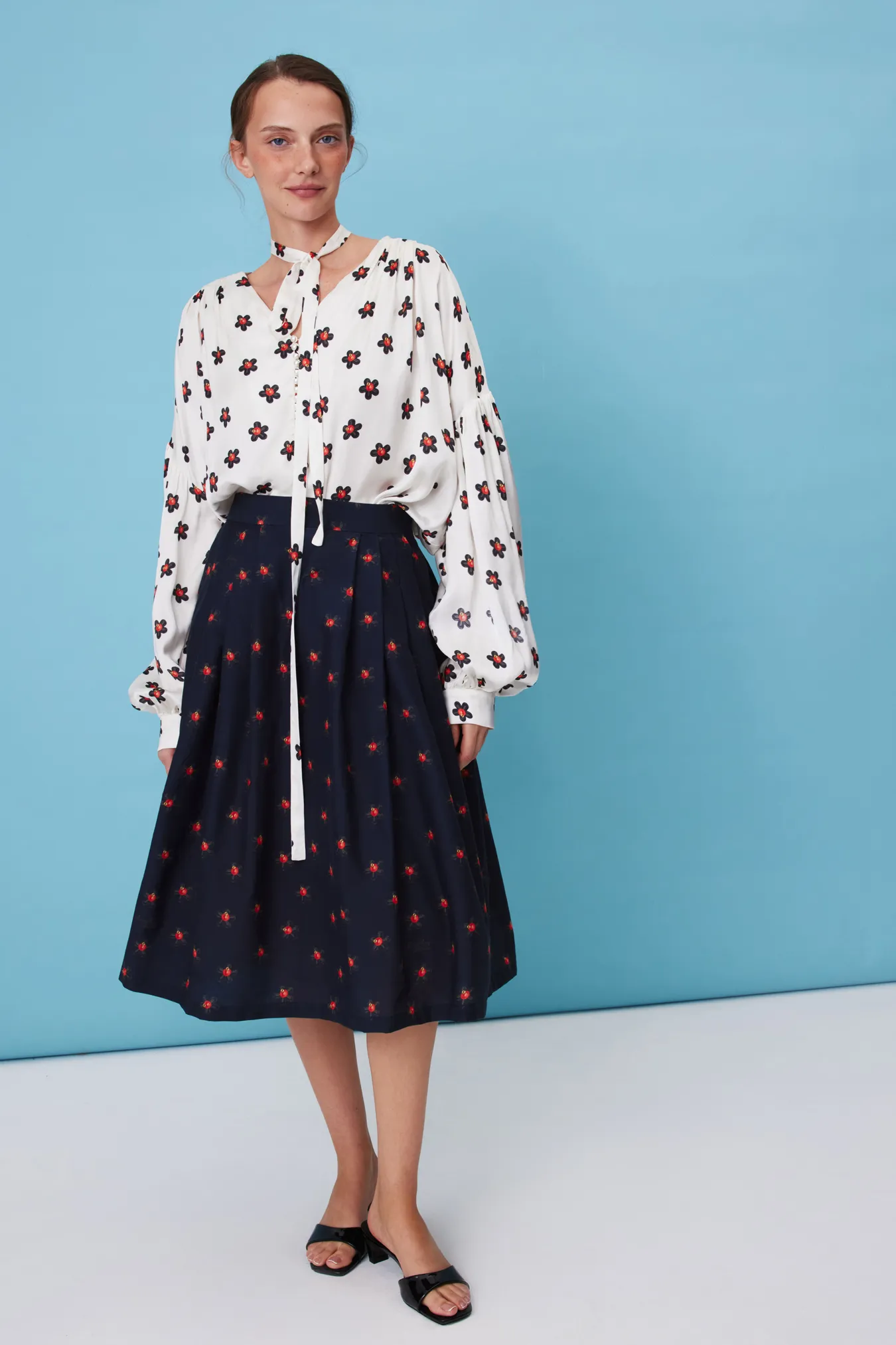 Юбка миди с цветочным принтом