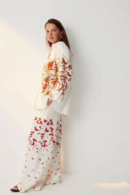 Рубашка из льна с принтом