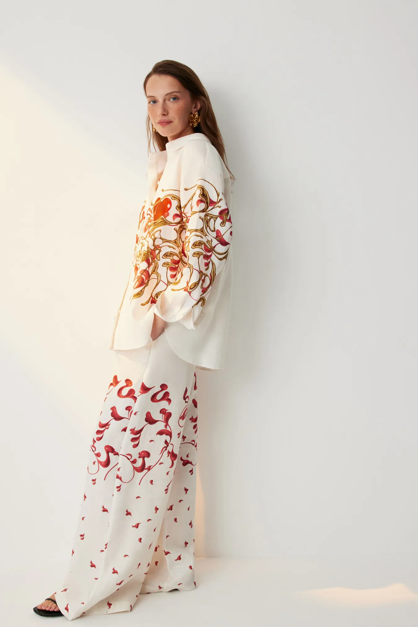 Рубашка из льна с принтом