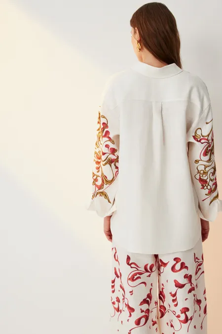 Рубашка из льна с принтом