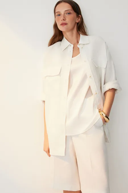 Блуза прямого силуэта с короткими рукавами