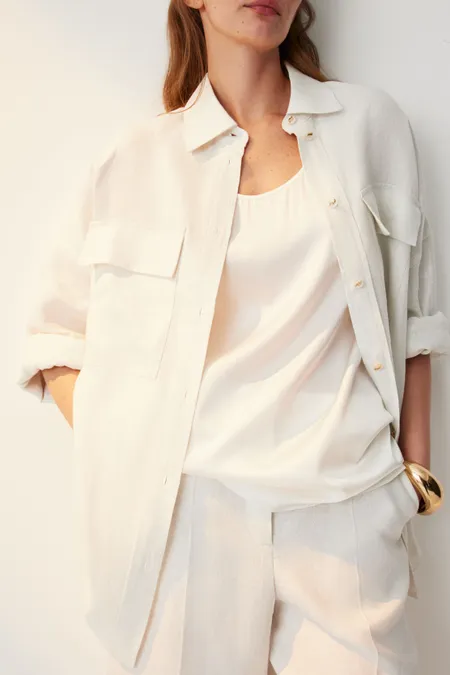 Блуза прямого силуэта с короткими рукавами