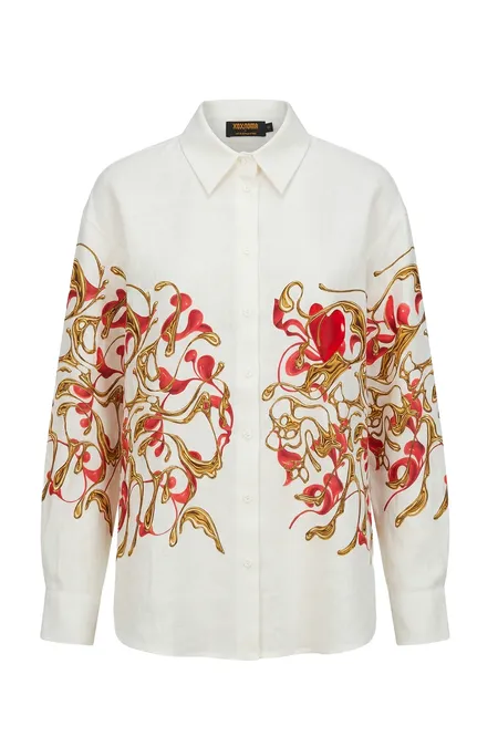 Рубашка из льна с принтом