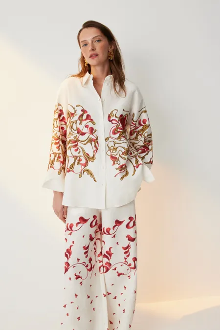 Рубашка из льна с принтом