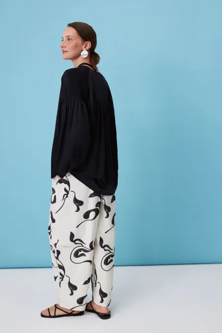 Брюки из хлопка и шелка с принтом