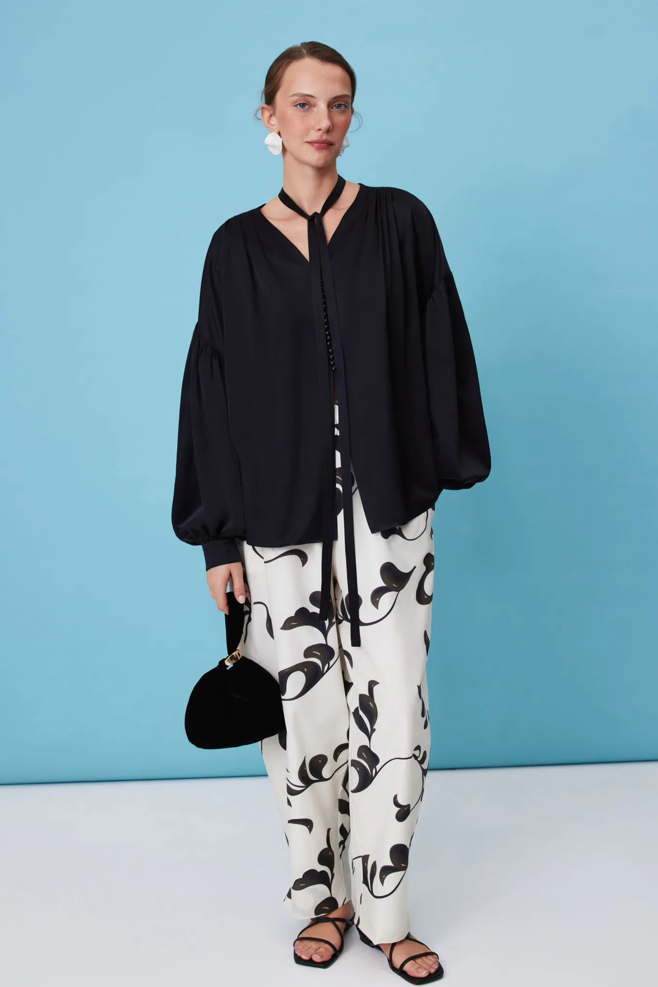 Брюки из хлопка и шелка с принтом