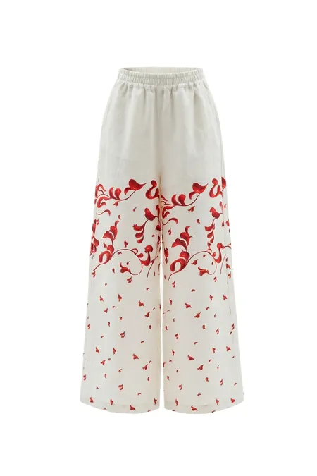 Брюки изо льна с принтом