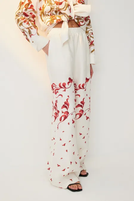 Брюки изо льна с принтом