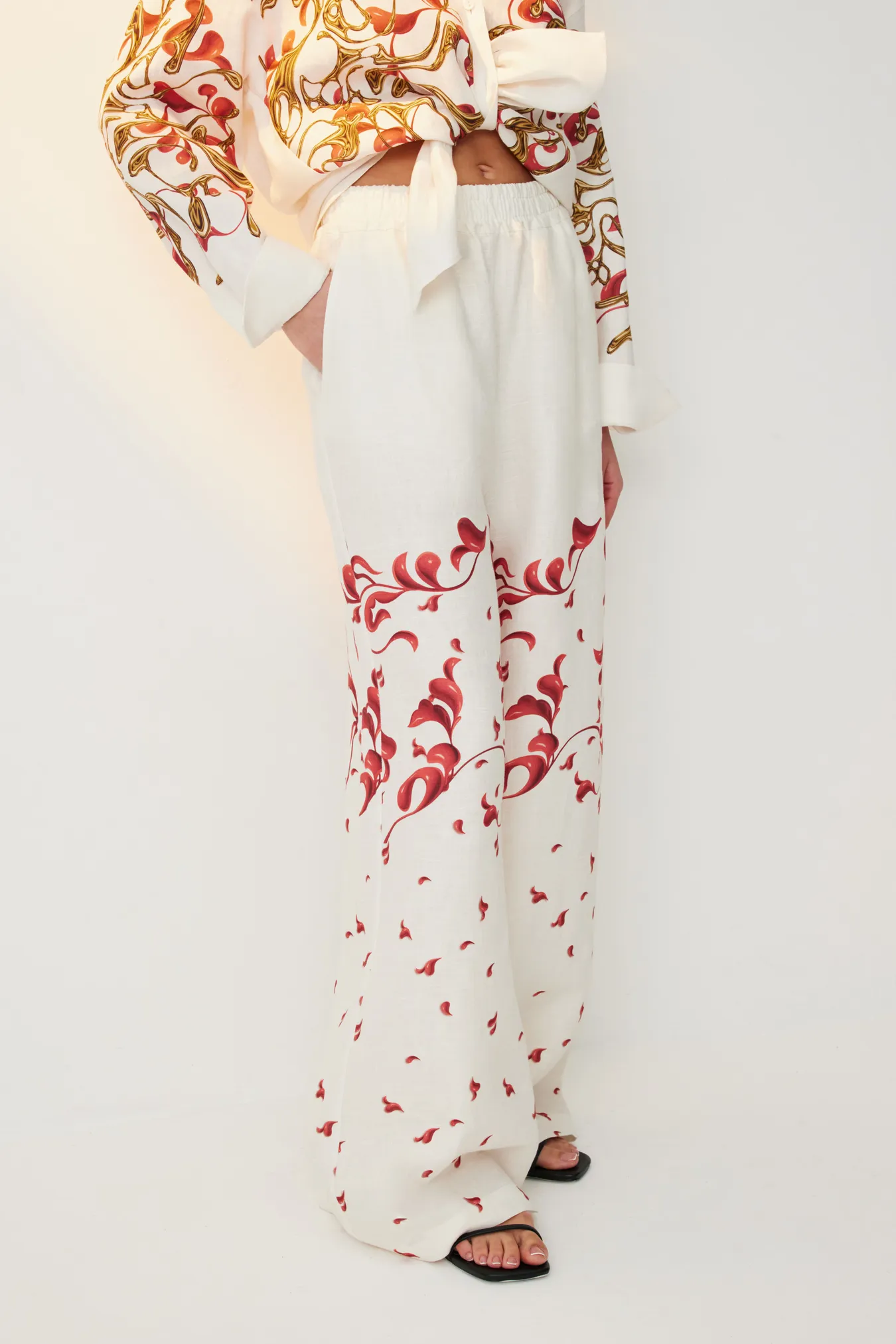 Брюки изо льна с принтом