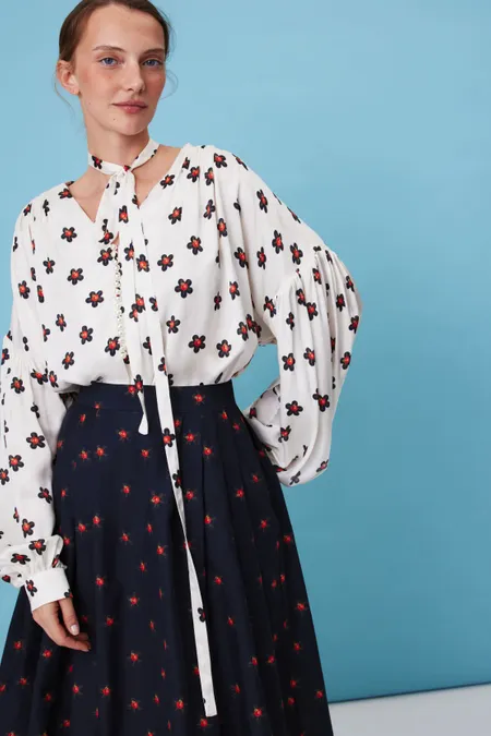 Юбка миди с цветочным принтом