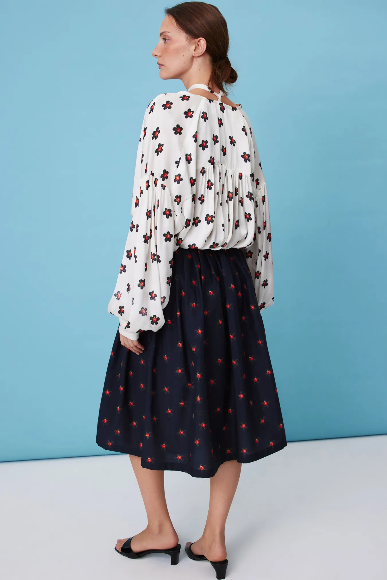 Юбка миди с цветочным принтом