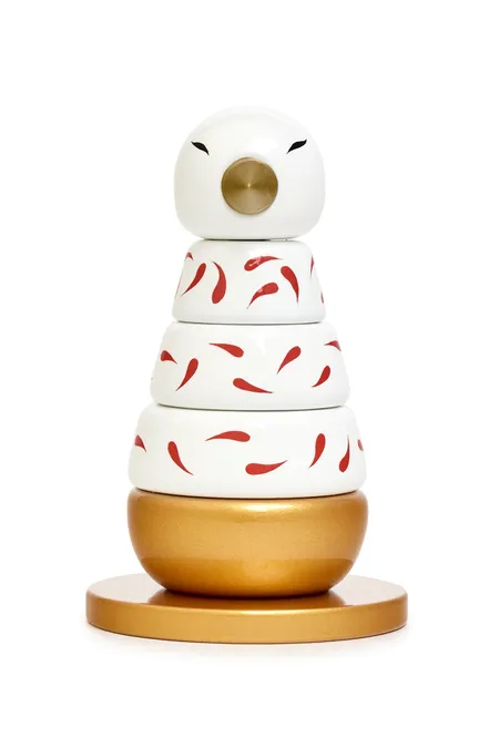 Пирамидка интерьерная детская  «‎‎Птичка»  средняя (дерево, хохломская роспись)