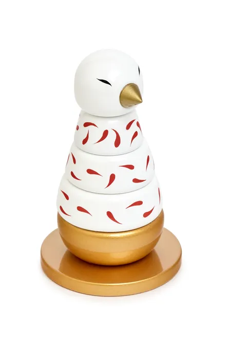 Пирамидка интерьерная детская  «‎‎Птичка»  средняя (дерево, хохломская роспись)