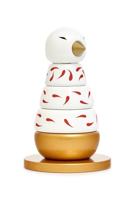 Пирамидка интерьерная детская  «‎‎Птичка»  средняя (дерево, хохломская роспись)