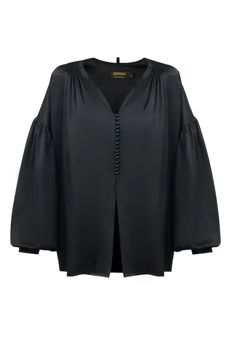 Блуза свободного кроя с объемными рукавами